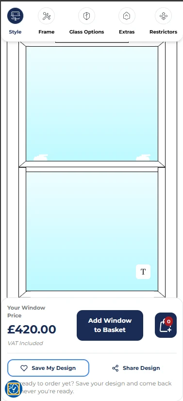 Mobile view: style step with live preview and sticky price