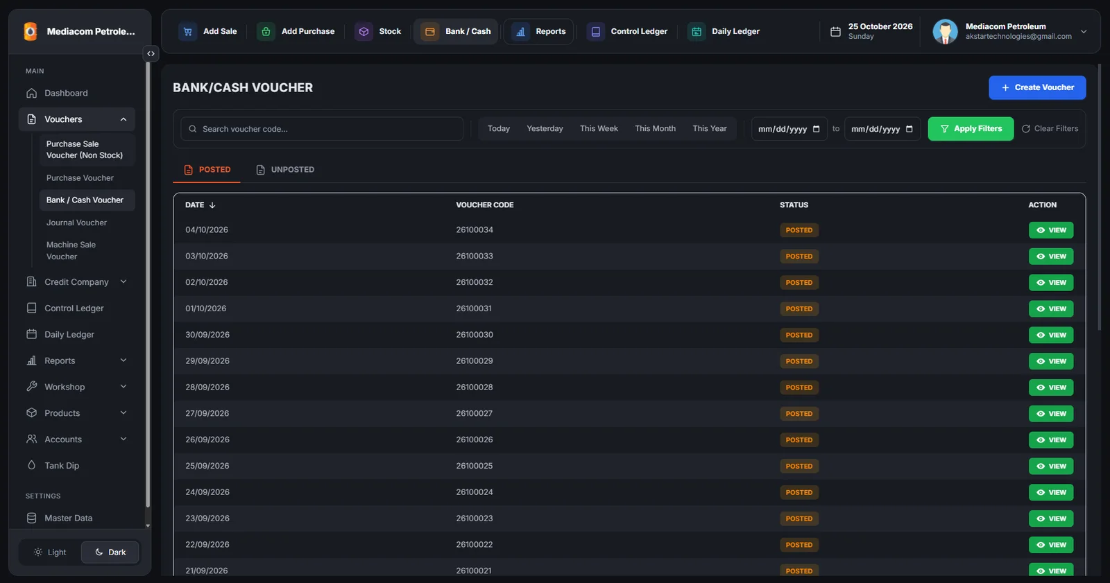 Bank / cash list